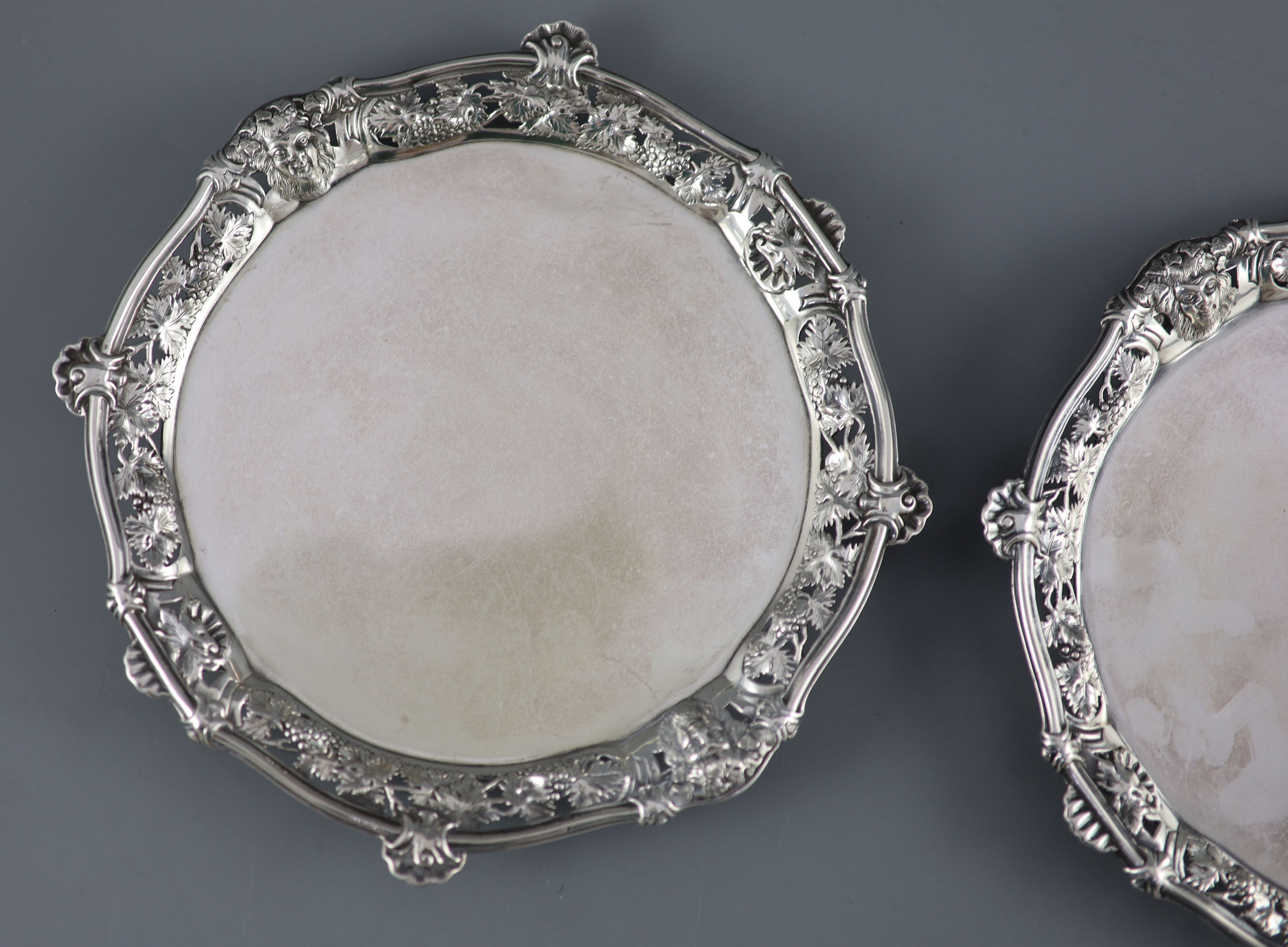 A good pair of George II silver card trays by George Wickes,